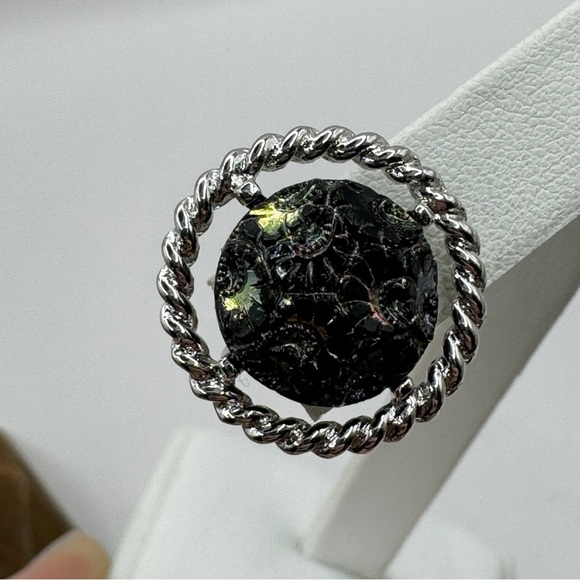 Sarah Coventry vintage Northern Lights clip on earrings silver tone iridescent - Picture 12 of 12